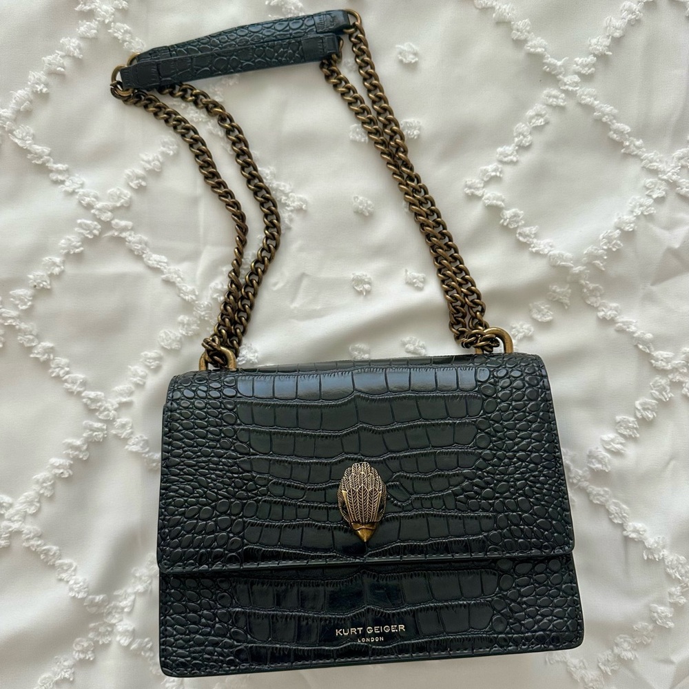 Kurt Geiger Shoreditch Regular Black Croc-Embossed Bag